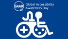 Global Accessibility Awareness Day logo above a controller that is also visually edited to look like a wheelchair on the right side