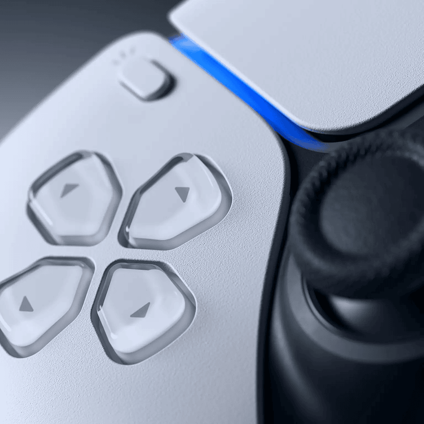 PS DualSense wireless controller close up shown in grey color