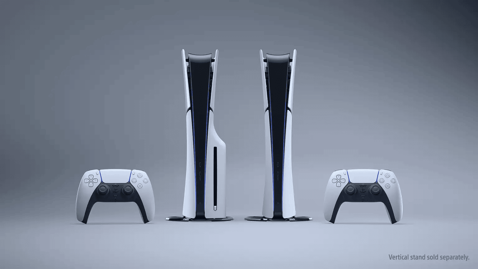 PS5 and PS5 Digital Edition with DualSense wireless controllers.