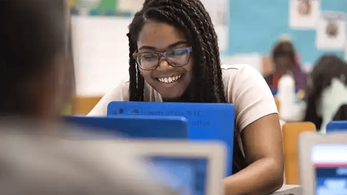 A girl working on her laptop