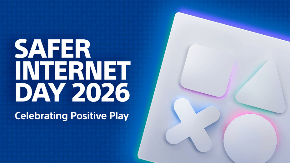 PlayStation Family app icon with text celebrating Safer Internet Day 2026 and positive online play